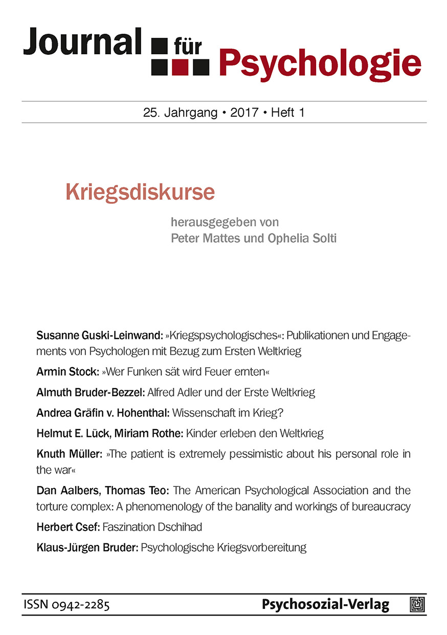 					Ansehen Bd. 25 Nr. 1 (2017): Kriegsdiskurse
				