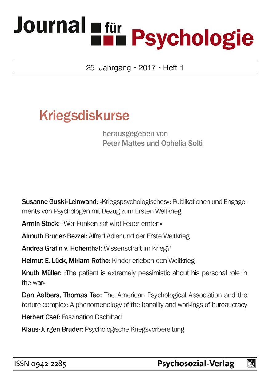 Ansehen Bd. 25 Nr. 1 (2017): Kriegsdiskurse